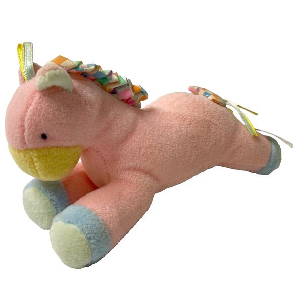 Russ Berrie Pink Unicorn Plush 6.5" Baby Toddler Stuffed Animal Squeaker Toy - Picture 10 of 14